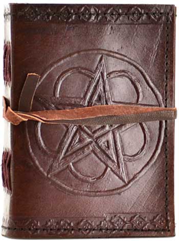 Pentagram leather blank journal w/ cord - Click Image to Close