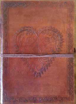 5" x 7" Heart leather blank book w/cord - Click Image to Close