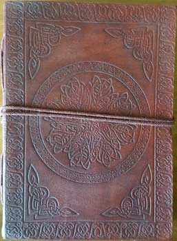 5" x 7" Celtic Mandala leather blank book w/cord - Click Image to Close