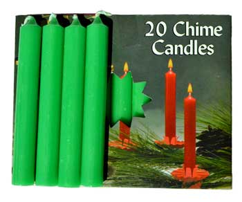 3/8" Emerald Green Chime candle 20 pack - Click Image to Close