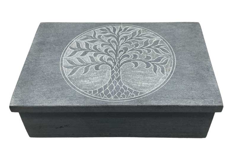 4" x 6" Tree of Life soapstone box - Click Image to Close