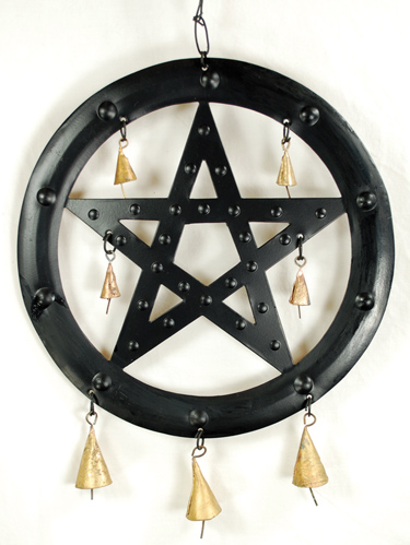 9 1/2" Black Pentagram chime - Click Image to Close