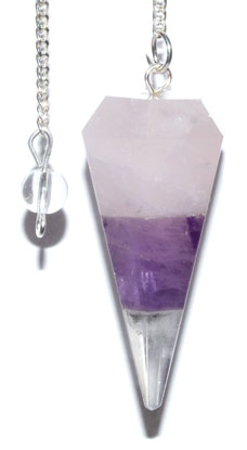 6-sided Amethyst & Rose Quartz pendulum - Click Image to Close