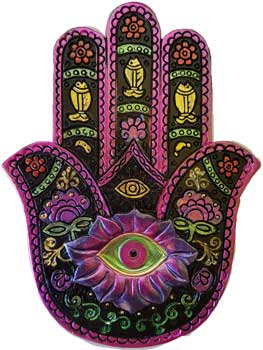 Black & Fuchia Hamsa incense burner - Click Image to Close