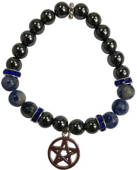 8mm Hematite/ Sodalite Pentagram - Click Image to Close