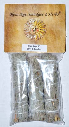 Blue Sage smudge 3pk 4" - Click Image to Close