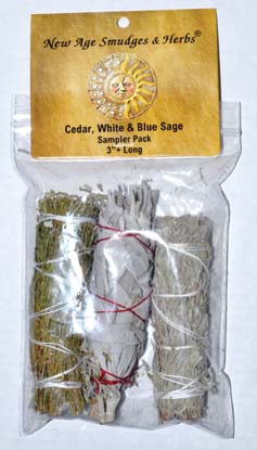 Cedar,White& Blue Sage smudge 3pk - Click Image to Close