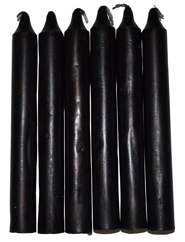 (set of 6) Black 6" household candle - Click Image to Close