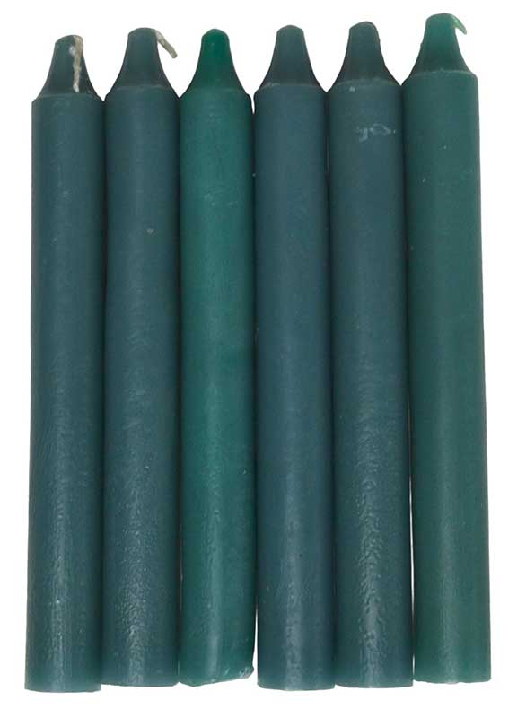 (set of 6) Green 6" household candle - Click Image to Close