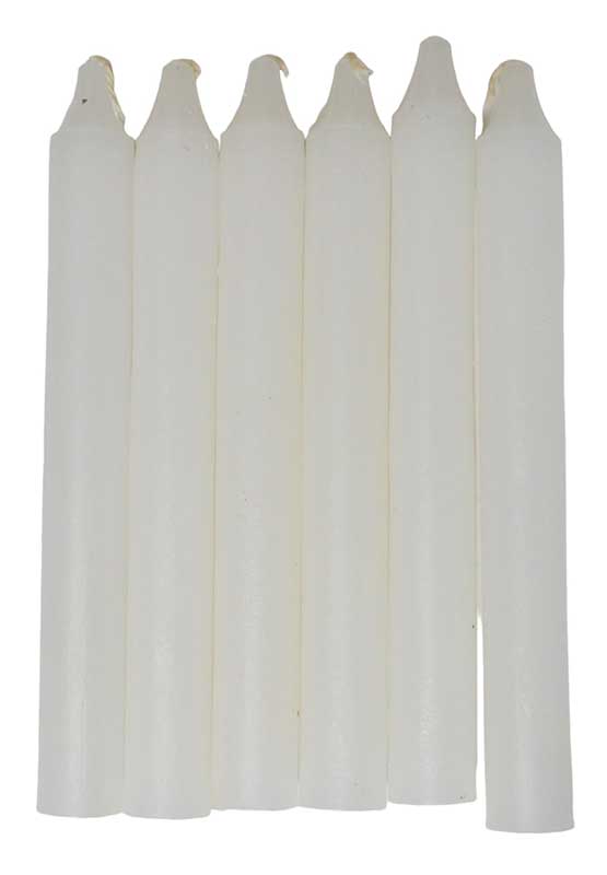 (set of 6) White 6" household candle - Click Image to Close