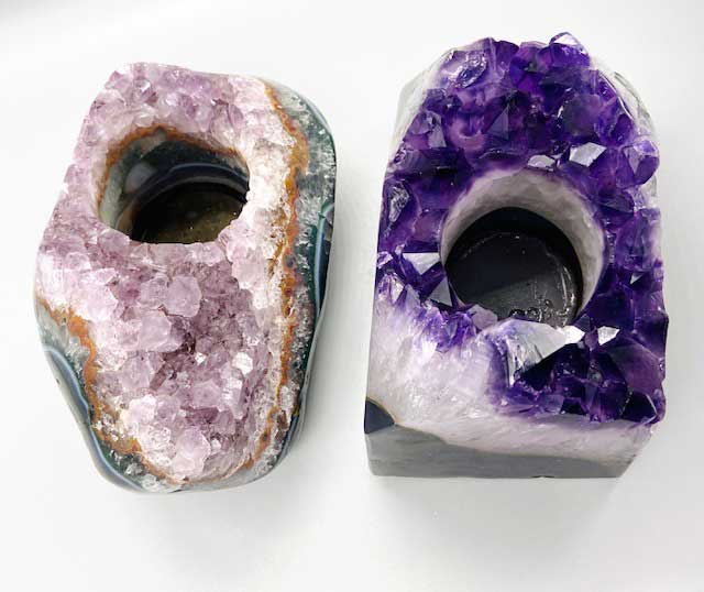 4 -7" Amethyst tealight holder - Click Image to Close