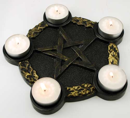 Pentagram Candle Holder altar plate - Click Image to Close