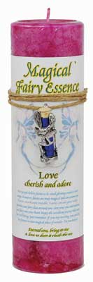 Love Pillar Candle with Fairy Dust Necklace 6 1/2" tall