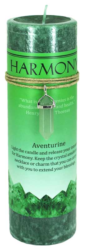 Harmony pillar candle with Aventurine pendant