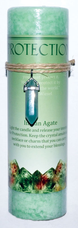 Protection pillar candle with Indian Agate pendant - Click Image to Close