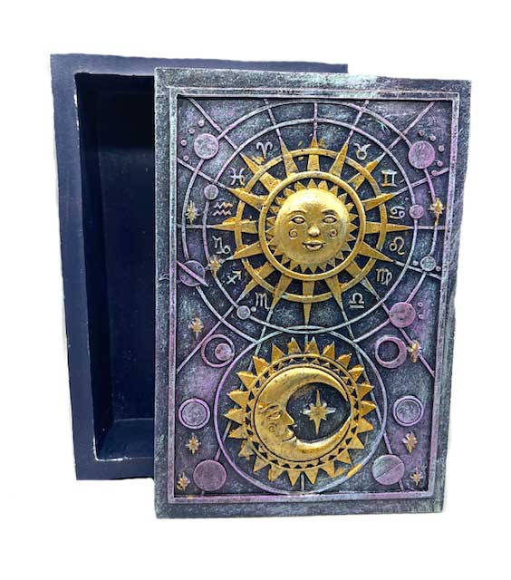 3 3/4"x 5 1/2" Sun & Moon tarot box - Click Image to Close