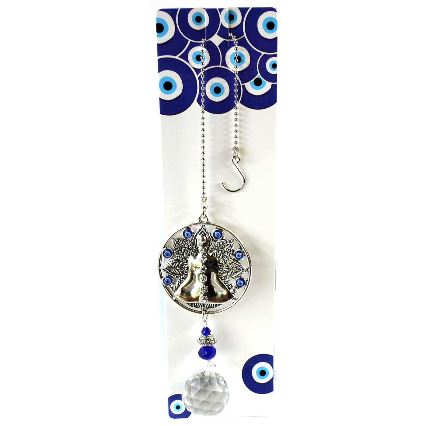 13 1/4" Buddha & Faceted Crystal wall hanging