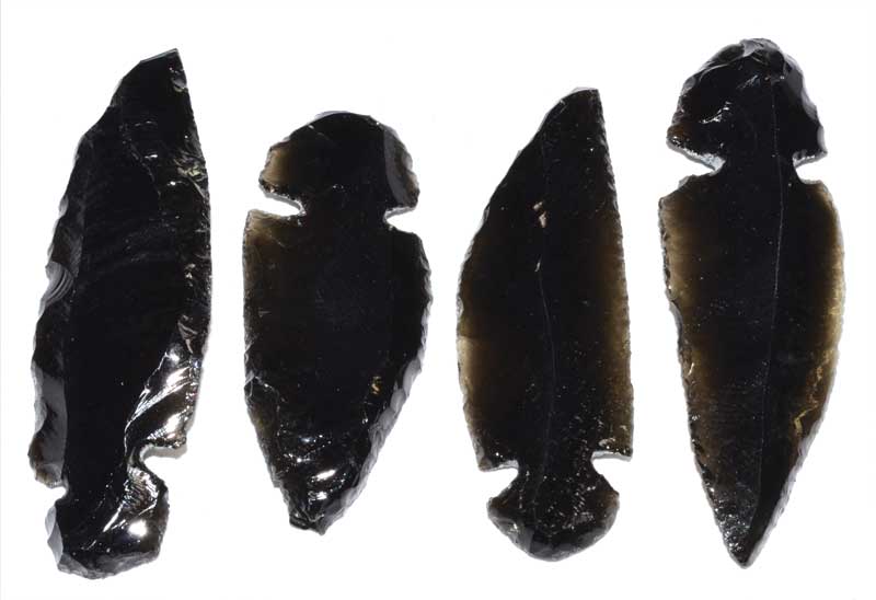 (set of 100) ~2" Arrowhead Black Obsidian - Click Image to Close