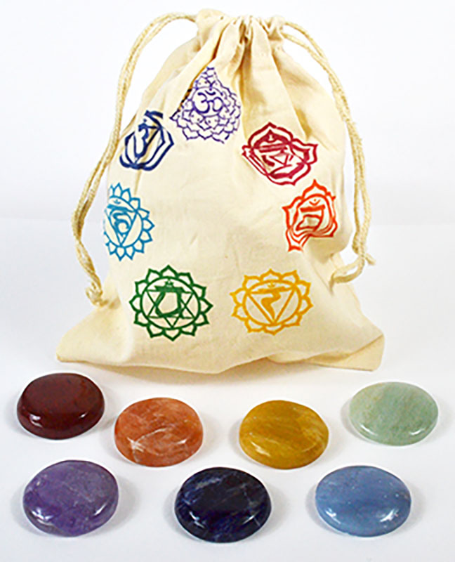 (set of 7) Chakra stones with Bag