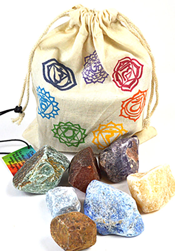 (set of 7) Chakra stones with Bag