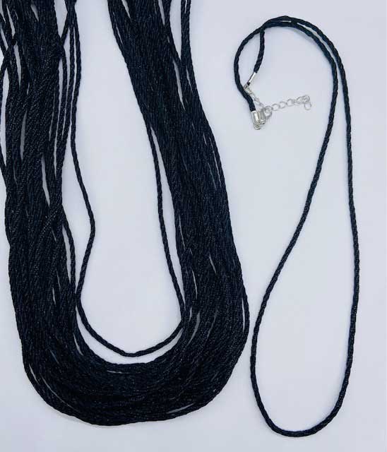 (set of 25) 24" Braided Necklace Black Cord 2mm - Click Image to Close