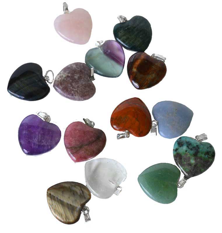 (set of 24) 3/4" (20mm) various Stones heart - Click Image to Close