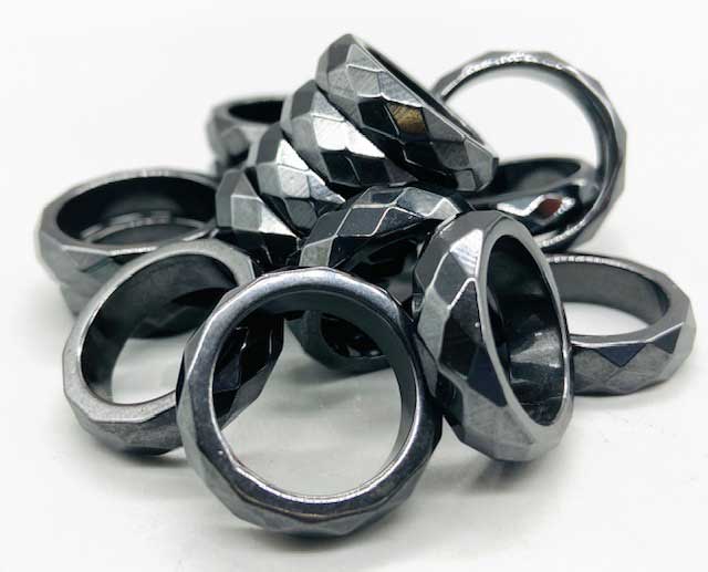 (set of 50) Faceted Hematite magnetic rings - Click Image to Close