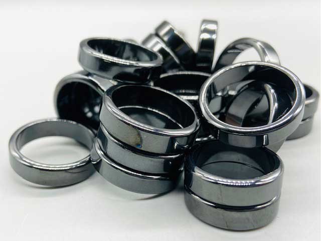 (set of 50) Flat Hematite rings - Click Image to Close