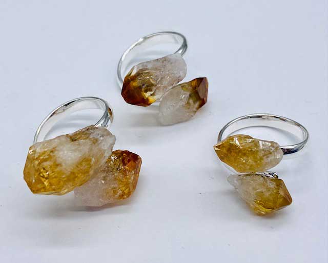 (set of 3) adjustable Citrine rings