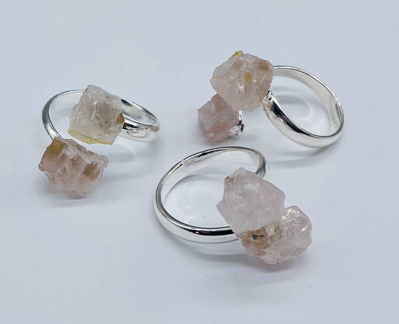 (set of 3) adjustable Rose Quartz rings - Click Image to Close