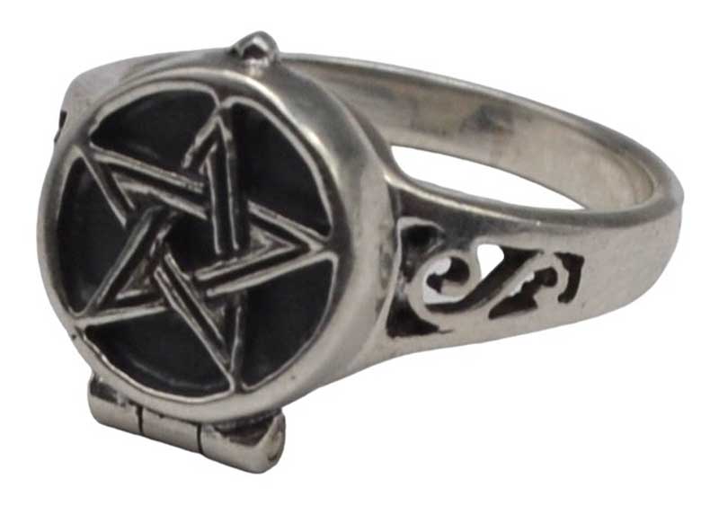 size 8 Pentagram Poison ring sterling