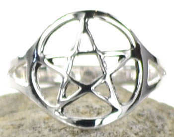 Silver Plated Brass Pentagram ring size 10 - Click Image to Close