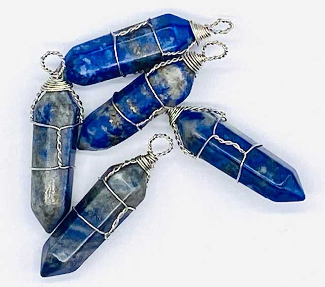 (set of 5) Lapis wire wrapped point - Click Image to Close