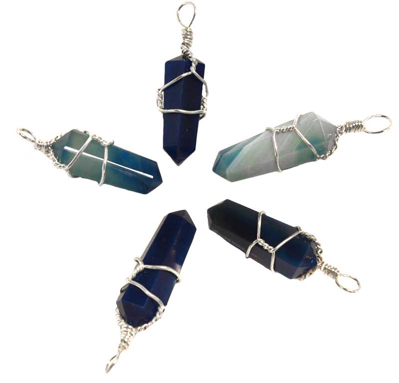 (set of 5) Blue Onyx wire wrapped point - Click Image to Close