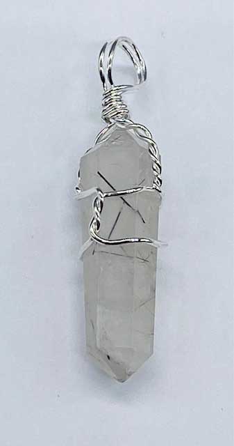 (set of 5) Quartz W Tourmaline wire wrapped point - Click Image to Close