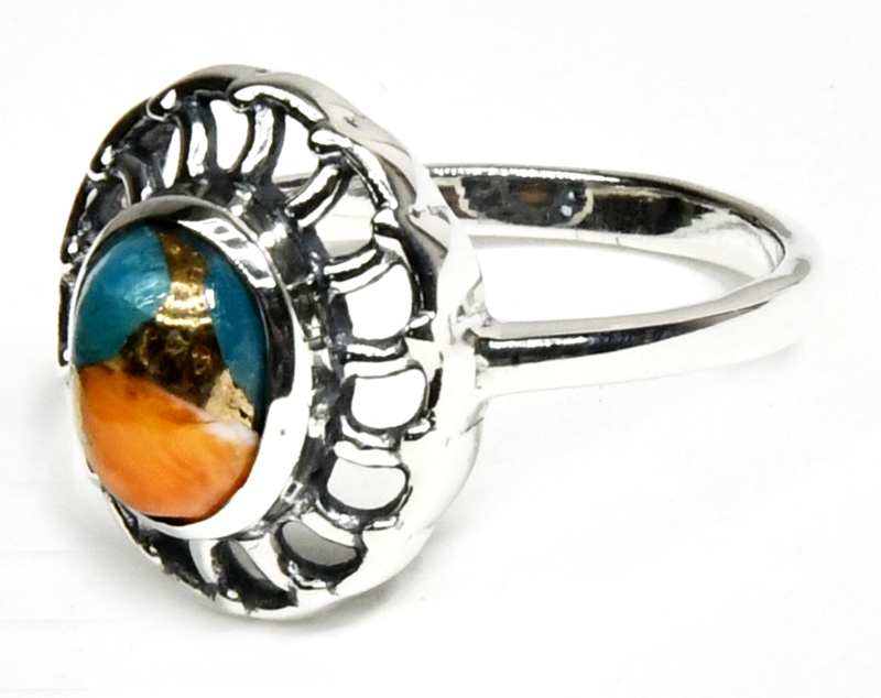 size 6 Turquoise Spiny Oyster ring - Click Image to Close