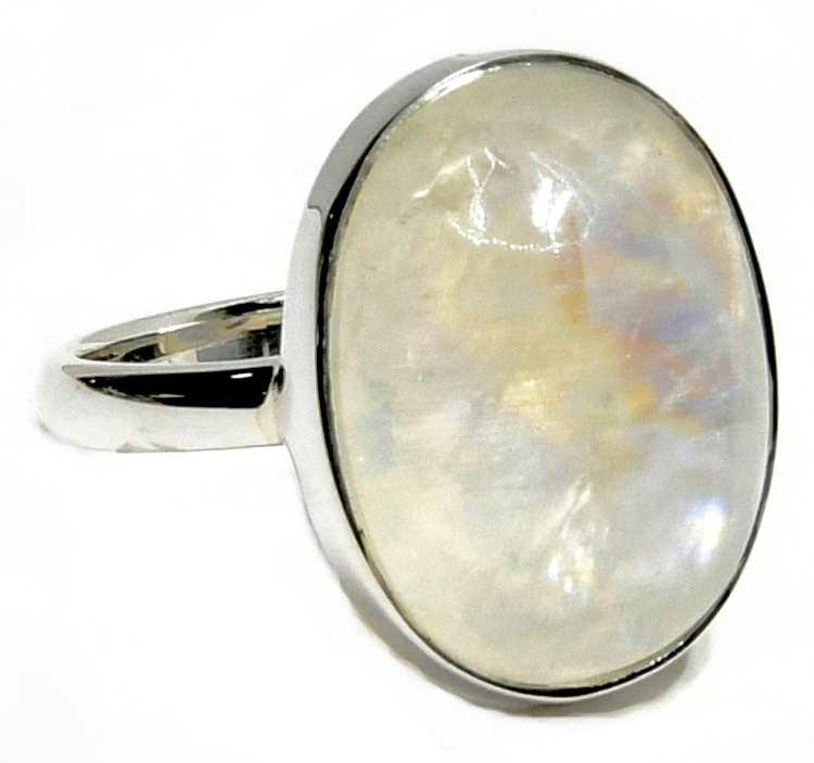 size 6 Rainbow Moonstone ring - Click Image to Close
