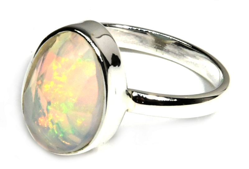 size 6 Ethopian Opal ring - Click Image to Close