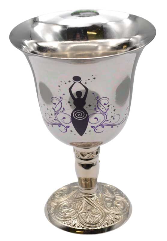 4 3/4" Goddess of Earth chalice stainless steel - Click Image to Close