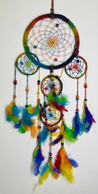 6" Rainbow Hemp dreamcatcher - Click Image to Close