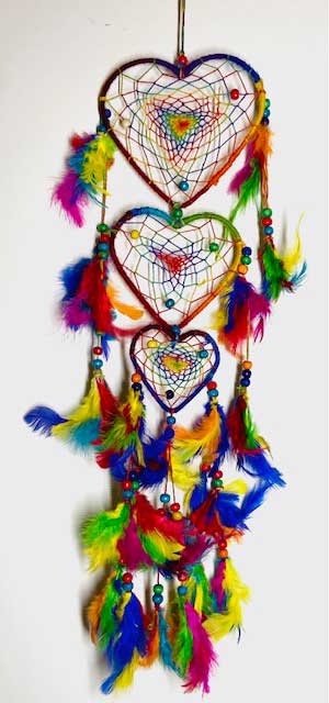 12" Rainbow Heart dreamcatcher - Click Image to Close