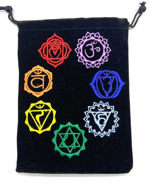 (set of 10) 5"x 7" Chakra Black velveteen bag - Click Image to Close