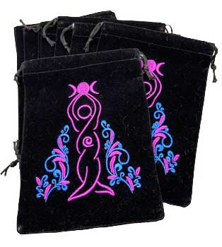 (set of 10) 5"x 7" Goddess Black velveteen bag - Click Image to Close