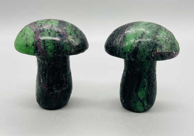(set of 2) 1 3/4" Mushroom Ruby Zoisite - Click Image to Close