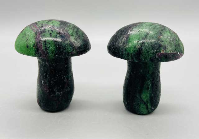 (set of 2) 1 3/4" Mushroom Ruby Zoisite