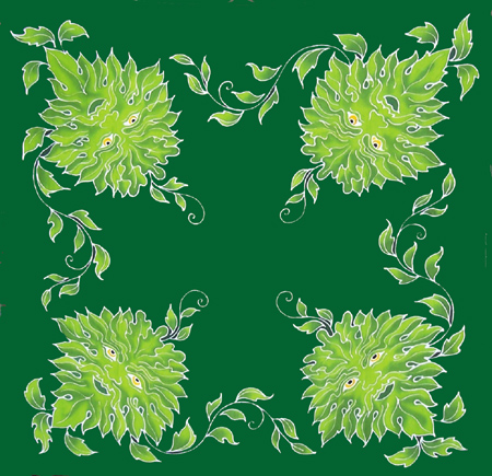 Green Man Caftan 3 ft square - Click Image to Close
