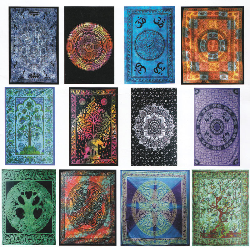 81" x 90" Assorted Design tapestry (mixed colors)